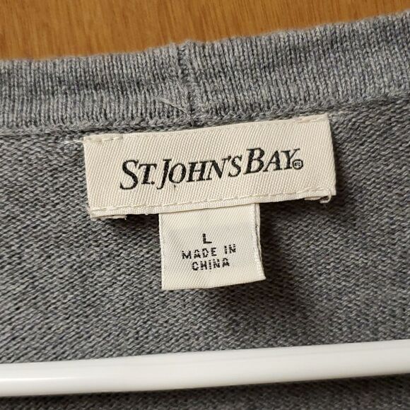 St Johns Bay Women’s Grey Beaded  Cardigan, Size  Large - Picture 4 of 5